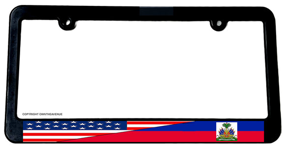 USA American Haiti Haitian World Flag Country License Plate Frame - OwnTheAvenue