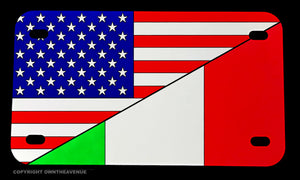 USA American Italy Italian World Country Flag Motorcycle Metal License Plate - OwnTheAvenue