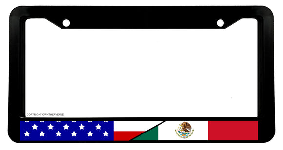 USA American Mexican Flag Car Truck Auto License Plate Frame V001 - OwnTheAvenue