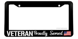 Veteran Proudly Served USA American Flag License Plate Frame - OwnTheAvenue