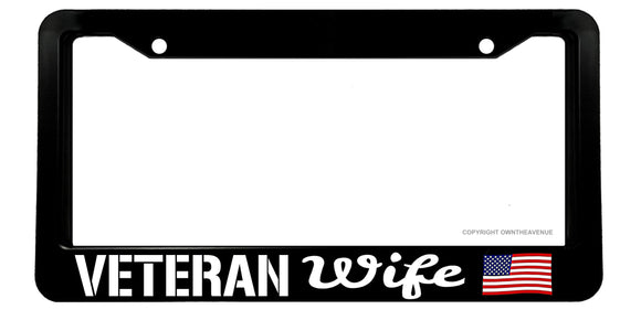 Veteran Wife USA American Flag Military Army License Plate Frame - OwnTheAvenue