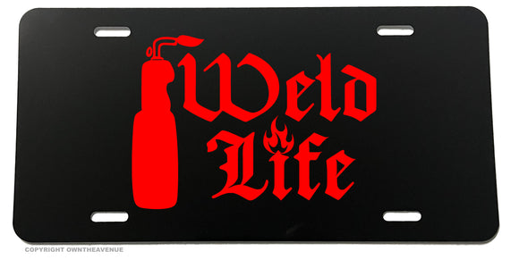 Weld Life Welding Fabricator Red Art License Plate Cover Model V678 - OwnTheAvenue