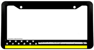 Support Dispatchers USA American Flag Yellow Color Line License Plate Frame