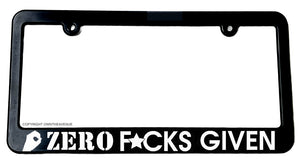 Zero F's Given JDM Drifting Racing Funny Joke Slim Black Truck Car Plate Frame - OwnTheAvenue