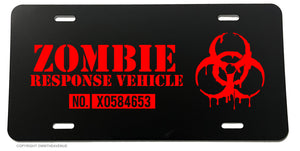 Zombie Response Vehicle Funny Joke Gag Prank License Plate Cover
