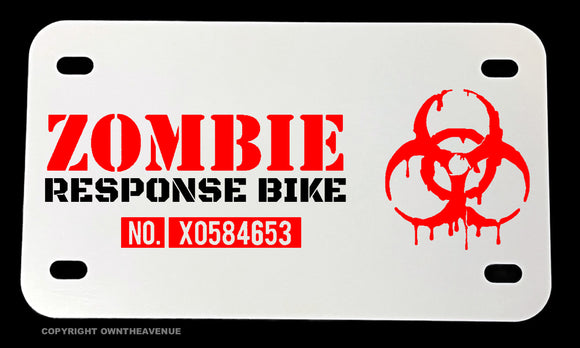 Zombie Response Funny Joke Humor Zombies Motorcycle Metal License Plate
