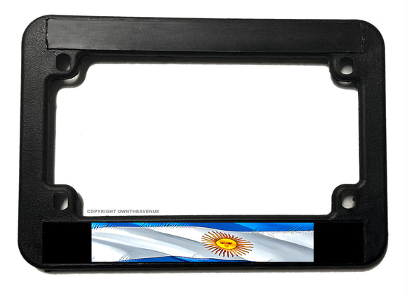 Argentina World Wavey Flag Country Motorcycle License Plate Frame