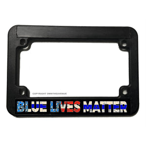 Blue Lives Matter Support Police Blue USA Flag Motorcycle V01 License Plate Frame