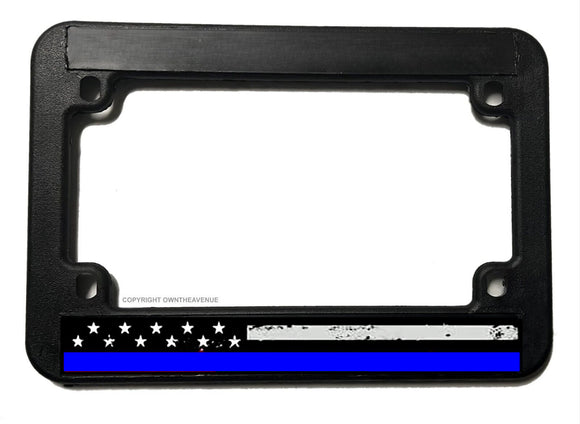 USA American Flag Distressed Support Police Blue Motorcycle License Plate Frame