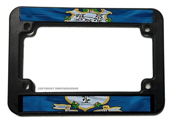 Connecticut Flag Vintage Style Motorcycle License Plate Frame