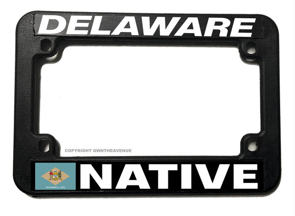 Delaware Flag Native Motorcycle License Plate Frame