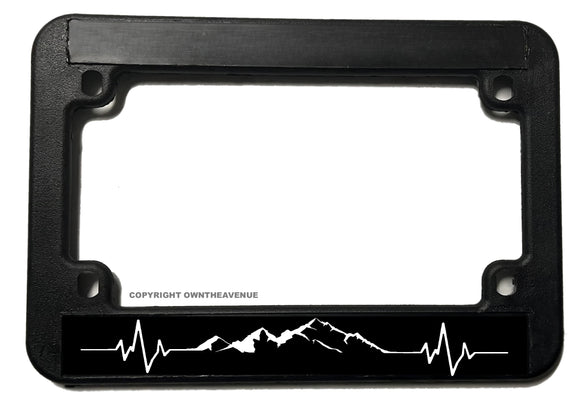 Mountain Heart Beat Hiking Backpacking Camping Motorcycle License Plate Frame