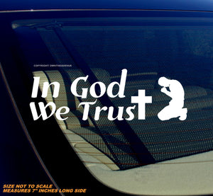 In God We Trust Christian Jesus Cross Religious Vinyl Decal Sticker 7" - OwnTheAvenue