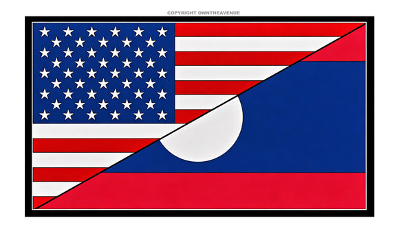 USA American Laos World Flag Country Vinyl Sticker Decal 3.5