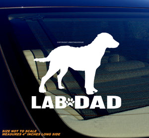 Lab Dad Labrador Retriever Pet Dog Vinyl Decal Sticker 4" Inches White - OwnTheAvenue