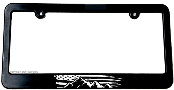 USA American Flag Grunge Mountains Off Road Rugged Slim License Plate Frame - OwnTheAvenue