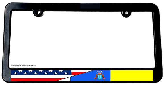 USA American Canary Islands World Flag Country License Plate Frame - OwnTheAvenue