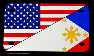 USA American Philippines World Country Flag Motorcycle Metal License Plate