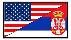 USA American Serbia Serbian World Flag Country Vinyl Sticker Decal 3.5" - OwnTheAvenue