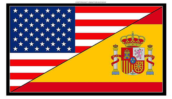 USA American Spain Spaniard World Flag Country Vinyl Sticker Decal 3.5