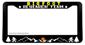 Bigfoot Research Team Mountains Forest Nature Funny Joke V01R License Plate Frame - OwnTheAvenue