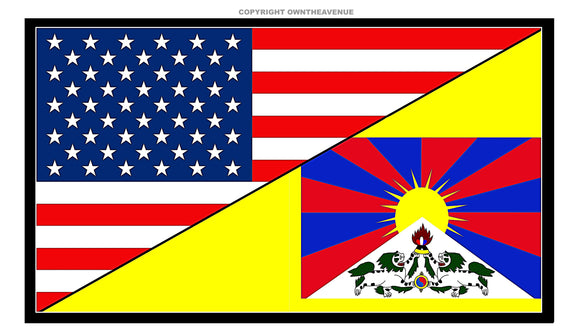 USA American Tibet World Flag Country Vinyl Sticker Decal 3.5