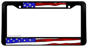 USA American Flag Wavey Art Style  Car Truck Auto License Plate Frame