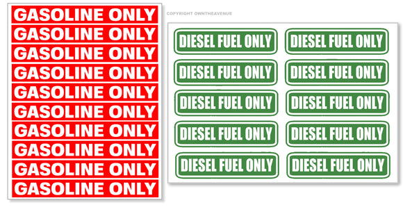 x20 Gasoline Diesel Only Fuel Labels Vinyl Sticker Decal 3