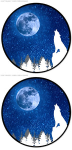 x2 - Howling Wolf Moon Stars Galaxy Nature Car Truck Bumper Sticker Decal 3.5" - OwnTheAvenue