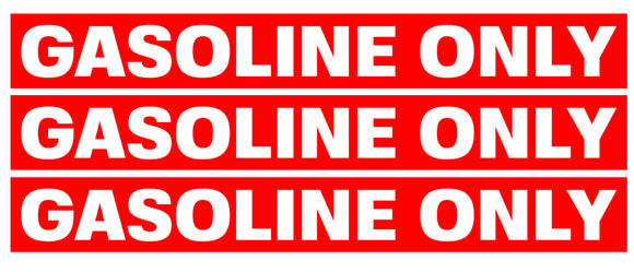 x3 Gasoline Only Fuel Labels Vinyl Sticker Decal - 3