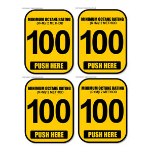 x4 - 100 Octane Gas Pump Button Label Vinyl Sticker Gasoline Petrol Decal 2x2.5 Inch - OwnTheAvenue