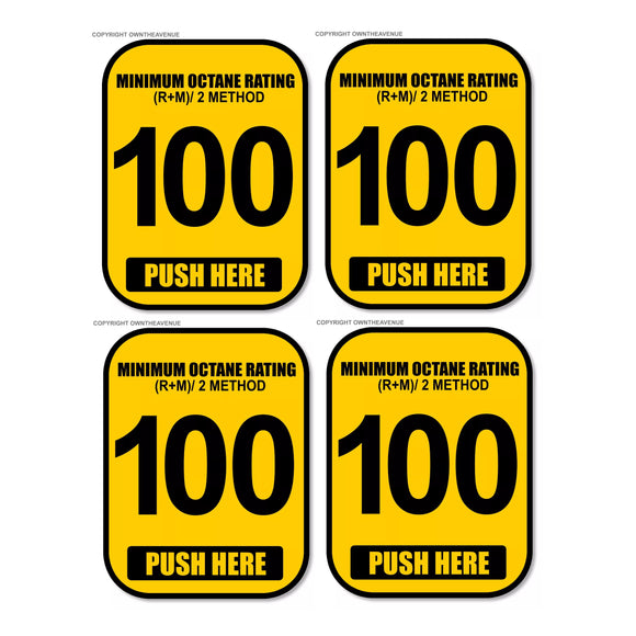 x4 - 100 Octane Gas Pump Button Label Vinyl Sticker Gasoline Petrol Decal 2x2.5 Inch - OwnTheAvenue