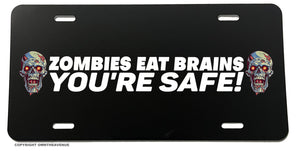 Zombies Eat Brains Horror Funny Living Zombie Dead Car License Plate Cover