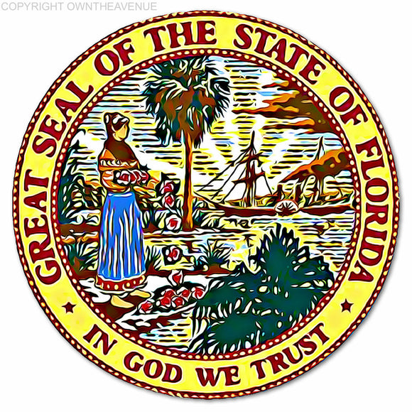 Florida State Seal State Southeastern South Car Truck Cup Vinyl Decal Sticker V01