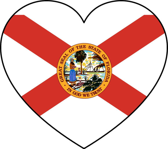 Florida FL Flag Heart Love Vinyl Sticker