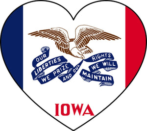 Iowa IA Flag Heart Love Vinyl Sticker - OwnTheAvenue