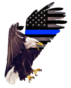 Bald Eagle USA American Flag Sticker Decal Bumper Blue Color Flag Support Police - OwnTheAvenue