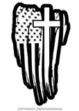 American Flag Cross sticker decal Christian Jesus 5" Model: USCross038 - OwnTheAvenue