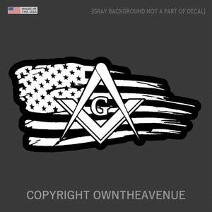 Freemason American Flag USA Distressed Masonic Mason Compass Sticker Decal 4" - OwnTheAvenue