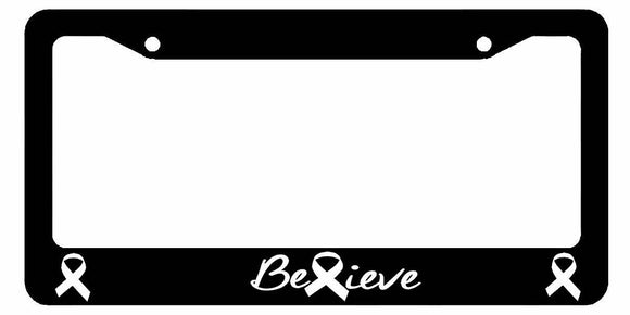 Believe Ribbon Cancer Awareness License Plate Frame - OwnTheAvenue