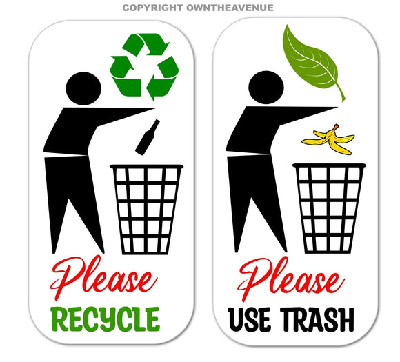 Please Use Recycle And Trash Trash Can Recycle Bin Labels Vinyl Sticker Decals - OwnTheAvenue