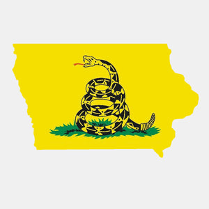 Iowa IA State OutlineGadsden Flag Don't Tread on Me Vinyl Sticker - OwnTheAvenue