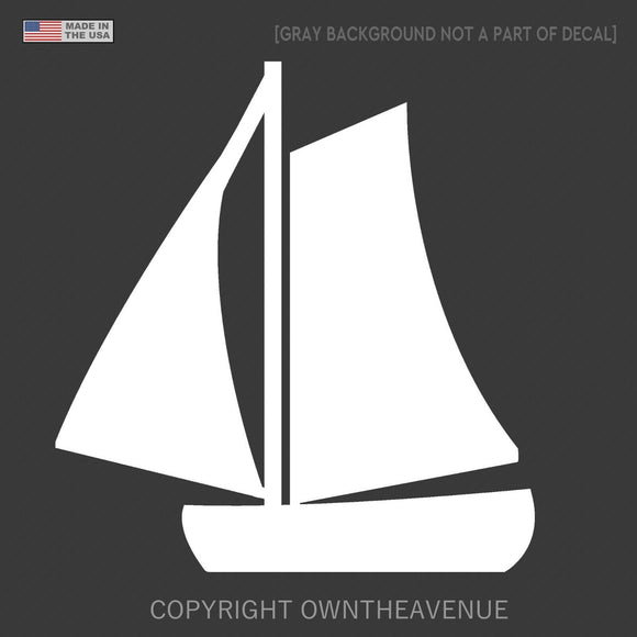 Sailboat Silhouette Sticker Nautical Sailing Boat Yacht Wind Sea Car Decal White - OwnTheAvenue