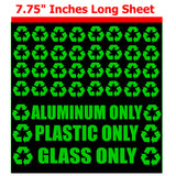Recycle Logo & Trash Decal Stickers Kit Pack Lot of 35 Green Decals - OwnTheAvenue